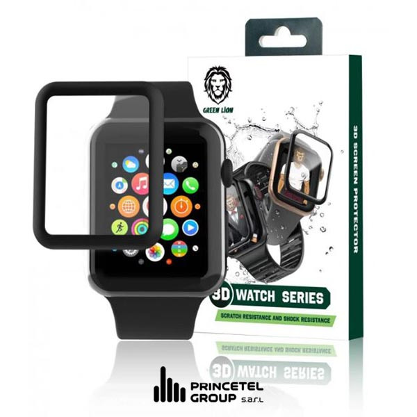 Green Lion 3D HD Glass Screen Protector for Apple Watch 41mm - Black - mobile shop in Hamra, Beirut, Lebanon. New and used phones, iPhone, Samsung, Huawei, Xiaomi, Oppo, Realme, Honor, Google Pixel, tablets, laptops, computers, and accessories. متجر موبايلات في الحمرا، بيروت، لبنان. هواتف جديدة ومستعملة، آيفون، سامسونج، هواوي، شاومي، أوبو، ريلمي، هونر، جوجل بيكسل، أجهزة لوحية، لابتوبات، كمبيوترات، واكسسوارات.