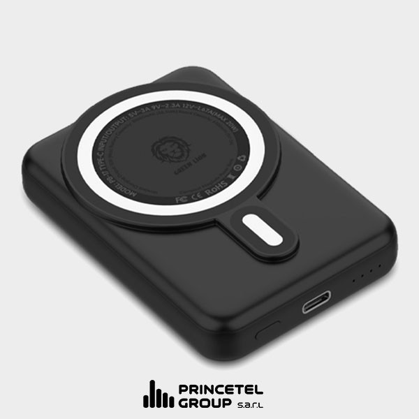 Green Compact Magsafe Powerbank 10000mah 15w Pd 20w With Kick Stand Black - mobile shop in Hamra, Beirut, Lebanon. New and used phones, iPhone, Samsung, Huawei, Xiaomi, Oppo, Realme, Honor, Google Pixel, tablets, laptops, computers, and accessories. متجر موبايلات في الحمرا، بيروت، لبنان. هواتف جديدة ومستعملة، آيفون، سامسونج، هواوي، شاومي، أوبو، ريلمي، هونر، جوجل بيكسل، أجهزة لوحية، لابتوبات، كمبيوترات، واكسسوارات.