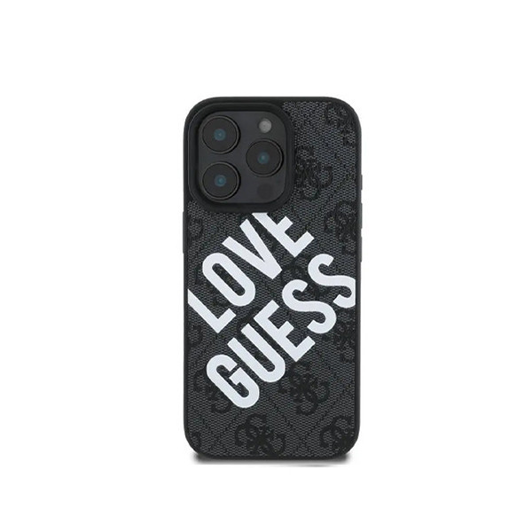 Guess PU 4G Hard Case With Big Love Guess Logo For iPhone 16 Pro - Black, mobiles, lebanon, samsung, iphones, new, used, laptops, computers, huawei, phone, mobile prices in lebanon,mobile prices