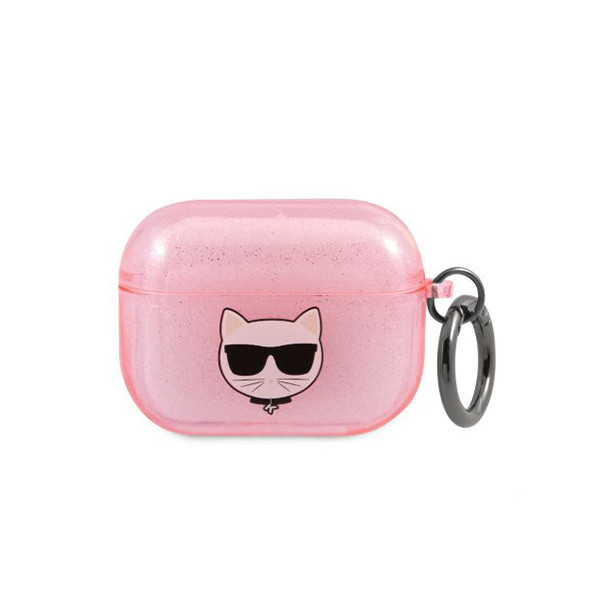 Karl Lagerfeld Airpod Case compatible with Airpods pro - Glitter Transparent Pink, mobiles, lebanon, samsung, iphones, new, used, laptops, computers, huawei, phone, mobile prices in lebanon,mobile prices