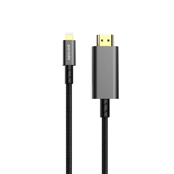 Porodo 4K HDMI to Type  Lighting Cable 1.8M - Black, mobiles, lebanon, samsung, iphones, new, used, laptops, computers, huawei, phone, mobile prices in lebanon,mobile prices
