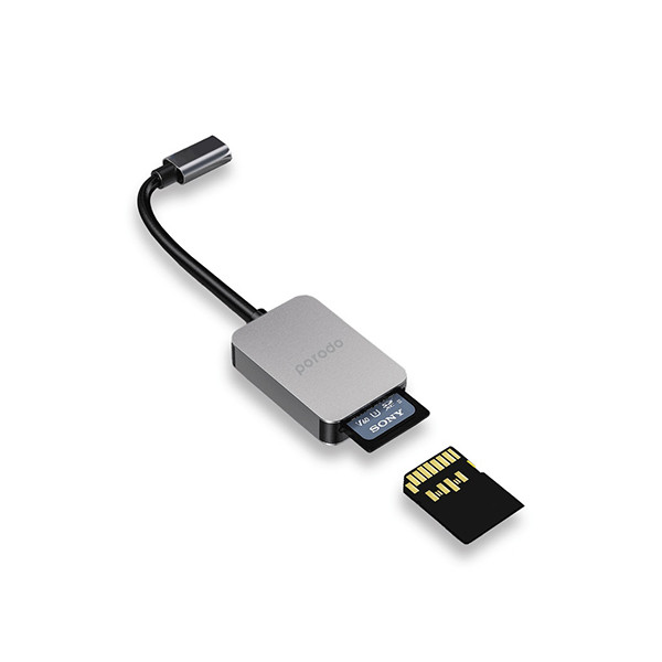 Porodo 2 in 1 USB-C Card Reader SD microSD - Grey - mobile shop in Hamra, Beirut, Lebanon. New and used phones, iPhone, Samsung, Huawei, Xiaomi, Oppo, Realme, Honor, Google Pixel, tablets, laptops, computers, and accessories. متجر موبايلات في الحمرا، بيروت، لبنان. هواتف جديدة ومستعملة، آيفون، سامسونج، هواوي، شاومي، أوبو، ريلمي، هونر، جوجل بيكسل، أجهزة لوحية، لابتوبات، كمبيوترات، واكسسوارات.