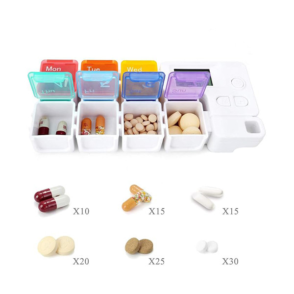 7 Days Pill Dispenser Organizer with Reminder Alarm - CozyCabin Portable Travel Vitamins Medicine Box Case (Rainbow) - mobile shop in Hamra, Beirut, Lebanon. New and used phones, iPhone, Samsung, Huawei, Xiaomi, Oppo, Realme, Honor, Google Pixel, tablets, laptops, computers, and accessories. متجر موبايلات في الحمرا، بيروت، لبنان. هواتف جديدة ومستعملة، آيفون، سامسونج، هواوي، شاومي، أوبو، ريلمي، هونر، جوجل بيكسل، أجهزة لوحية، لابتوبات، كمبيوترات، واكسسوارات.