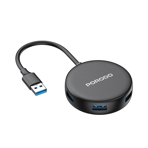 Porodo 5 IN 1 USB 3.0 Hub 4*5Gbps 1*USB Charging Connect 5V - Black, mobiles, lebanon, samsung, iphones, new, used, laptops, computers, huawei, phone, mobile prices in lebanon,mobile prices