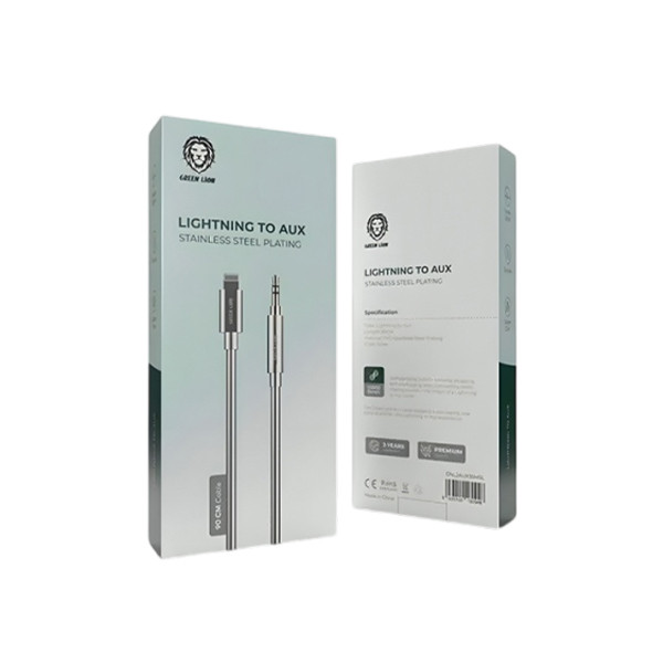 Green Lion Non MFi Lightening to AUX Plating Cable 90cm Silver, mobiles, lebanon, samsung, iphones, new, used, laptops, computers, huawei, phone, mobile prices in lebanon,mobile prices