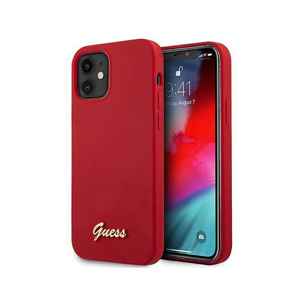 Iphone 13 - Silicone Case Red With Gold Metal Logo Script - Guess, mobiles, lebanon, samsung, iphones, new, used, laptops, computers, huawei, phone, mobile prices in lebanon,mobile prices