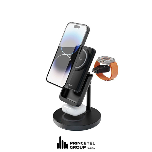 Porodo 4n1 Magsafe Power Bank Dock 5000mAh (Mobile - Watch - Airpods) - mobile shop in Hamra, Beirut, Lebanon. New and used phones, iPhone, Samsung, Huawei, Xiaomi, Oppo, Realme, Honor, Google Pixel, tablets, laptops, computers, and accessories. متجر موبايلات في الحمرا، بيروت، لبنان. هواتف جديدة ومستعملة، آيفون، سامسونج، هواوي، شاومي، أوبو، ريلمي، هونر، جوجل بيكسل، أجهزة لوحية، لابتوبات، كمبيوترات، واكسسوارات.