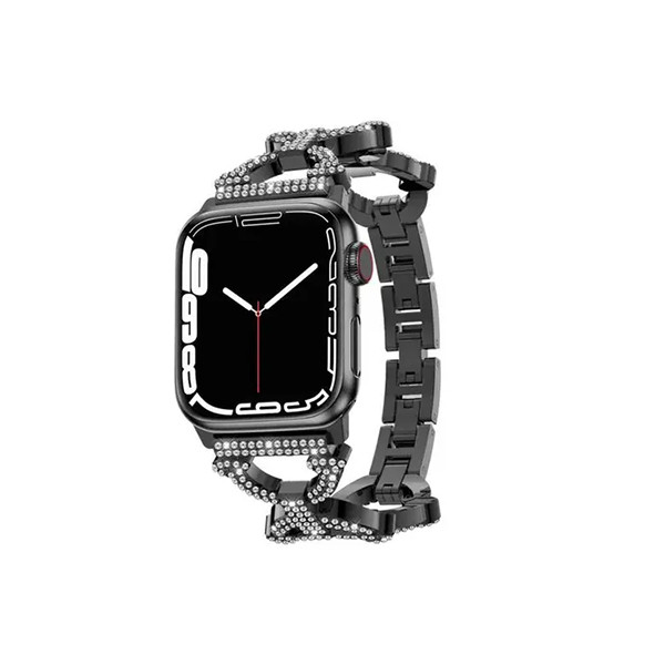 Green Lion Bello Crystal Silver With Black Stras Apple Watch Strap 42/44/45MM, mobiles, lebanon, samsung, iphones, new, used, laptops, computers, huawei, phone, mobile prices in lebanon,mobile prices