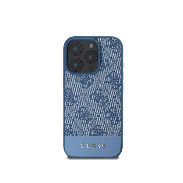 Guess PU 4G Hard Case With Bottom Stripe For iPhone 16 Pro - Blue, mobiles, lebanon, samsung, iphones, new, used, laptops, computers, huawei, phone, mobile prices in lebanon,mobile prices