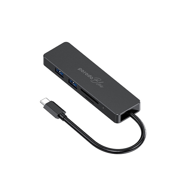 Porodo Blue 5 in 1 USB-C Hub 4K 5Gbps Black, mobiles, lebanon, samsung, iphones, new, used, laptops, computers, huawei, phone, mobile prices in lebanon,mobile prices