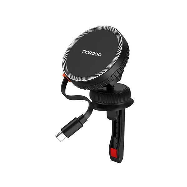 Porodo 15W Retractable Magnetic Wireless Car Charger with Type-C Cable – Black, mobiles, lebanon, samsung, iphones, new, used, laptops, computers, huawei, phone, mobile prices in lebanon,mobile prices