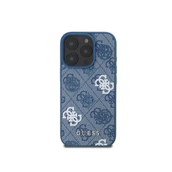 Guess PU 4G Design Hard Case With Peony For iPhone 16 Pro  - Blue, mobiles, lebanon, samsung, iphones, new, used, laptops, computers, huawei, phone, mobile prices in lebanon,mobile prices