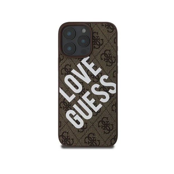 Guess PU 4G Hard Case With Big Love Guess Logo For iPhone 16 Pro Max - Brown, mobiles, lebanon, samsung, iphones, new, used, laptops, computers, huawei, phone, mobile prices in lebanon,mobile prices