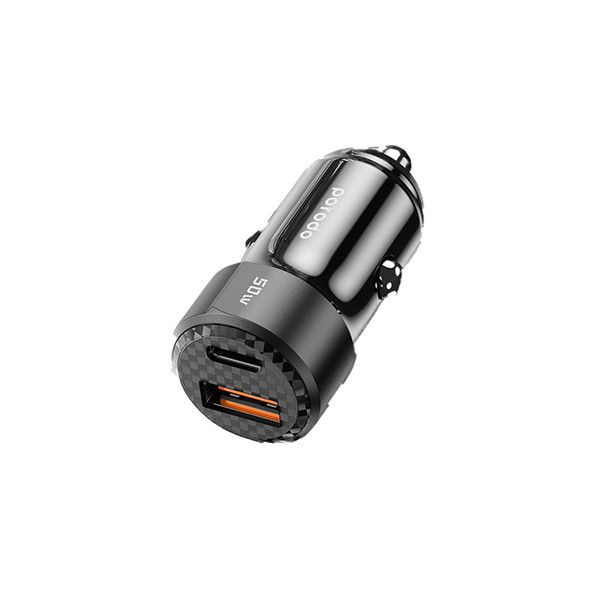 Porodo 50W Dual Port Car Charger PD 20W QC 30W with C to C Cable - Black, mobiles, lebanon, samsung, iphones, new, used, laptops, computers, huawei, phone, mobile prices in lebanon,mobile prices