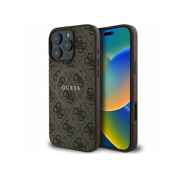 Guess Magsafe PU 4G Hard Case With Classic Logo For iPhone 16 Pro Max - Brown, mobiles, lebanon, samsung, iphones, new, used, laptops, computers, huawei, phone, mobile prices in lebanon,mobile prices