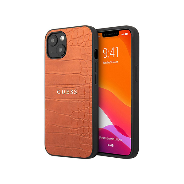 CG Mobile Guess PU Croco with metal logo Hard Case for iPhone 13, Orange, mobiles, lebanon, samsung, iphones, new, used, laptops, computers, huawei, phone, mobile prices in lebanon,mobile prices