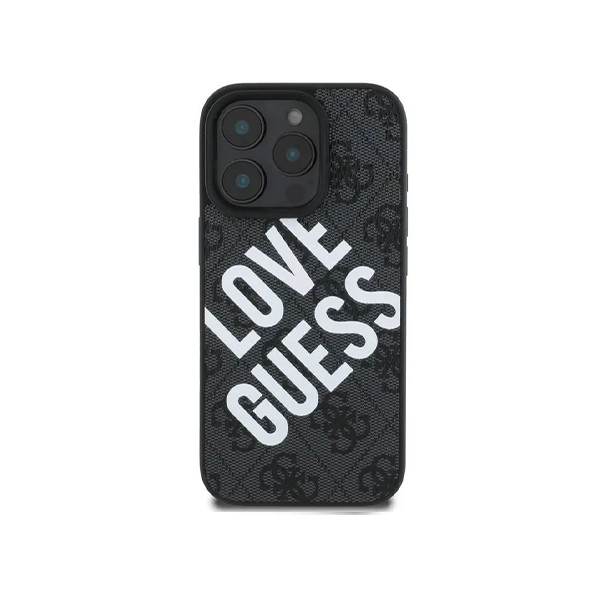 Guess PU 4G Hard Case With Big Love Guess Logo For iPhone 16 Pro Max - Black, mobiles, lebanon, samsung, iphones, new, used, laptops, computers, huawei, phone, mobile prices in lebanon,mobile prices