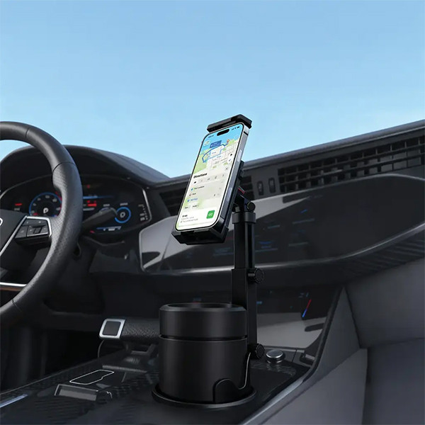 Porodo Blue Car Cup Phone Holder with Extended Length - Black - mobile shop in Hamra, Beirut, Lebanon. New and used phones, iPhone, Samsung, Huawei, Xiaomi, Oppo, Realme, Honor, Google Pixel, tablets, laptops, computers, and accessories. متجر موبايلات في الحمرا، بيروت، لبنان. هواتف جديدة ومستعملة، آيفون، سامسونج، هواوي، شاومي، أوبو، ريلمي، هونر، جوجل بيكسل، أجهزة لوحية، لابتوبات، كمبيوترات، واكسسوارات.
