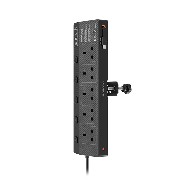 2.00 Porodo Voltguard 3250W Multi Port UK Power Strip with PD 20W USB-C - Black - mobile shop in Hamra, Beirut, Lebanon. New and used phones, iPhone, Samsung, Huawei, Xiaomi, Oppo, Realme, Honor, Google Pixel, tablets, laptops, computers, and accessories. متجر موبايلات في الحمرا، بيروت، لبنان. هواتف جديدة ومستعملة، آيفون، سامسونج، هواوي، شاومي، أوبو، ريلمي، هونر، جوجل بيكسل، أجهزة لوحية، لابتوبات، كمبيوترات، واكسسوارات.