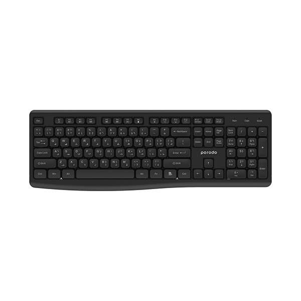 Porodo Wireless 2.4G+BT Keyboard with Mouse - Black - mobile shop in Hamra, Beirut, Lebanon. New and used phones, iPhone, Samsung, Huawei, Xiaomi, Oppo, Realme, Honor, Google Pixel, tablets, laptops, computers, and accessories. متجر موبايلات في الحمرا، بيروت، لبنان. هواتف جديدة ومستعملة، آيفون، سامسونج، هواوي، شاومي، أوبو، ريلمي، هونر، جوجل بيكسل، أجهزة لوحية، لابتوبات، كمبيوترات، واكسسوارات.