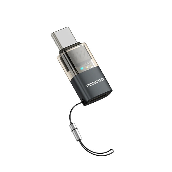 Porodo Transparent+ Aluminum alloy Lightning Female to Type-C male Charge+data transimission - Grey, mobiles, lebanon, samsung, iphones, new, used, laptops, computers, huawei, phone, mobile prices in lebanon,mobile prices