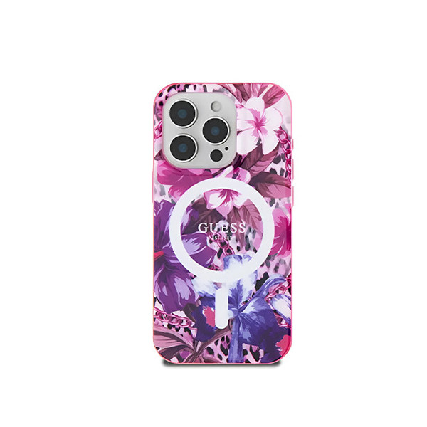 Guess Magsafe IML Hard Case With Jungle Design For iPhone 16 Pro - Purple, mobiles, lebanon, samsung, iphones, new, used, laptops, computers, huawei, phone, mobile prices in lebanon,mobile prices