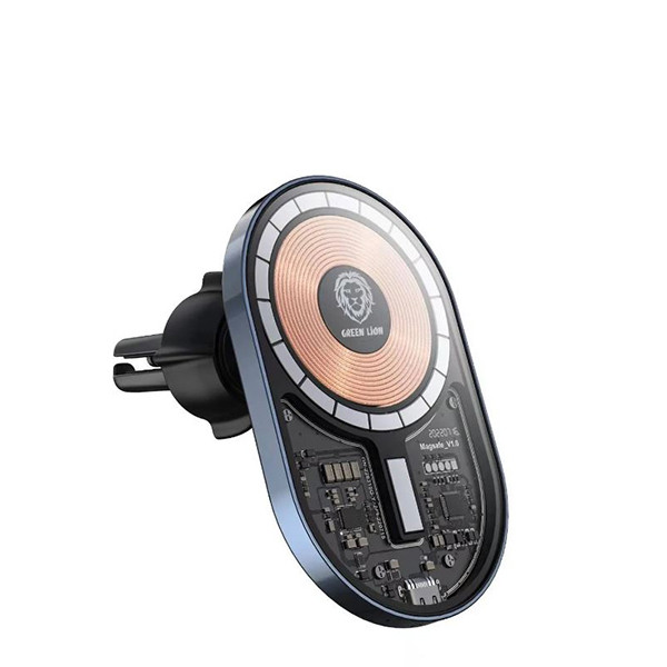 Green Lcharger ion Transparent 15w magnetic wireless car compatible with all smart phone, mobiles, lebanon, samsung, iphones, new, used, laptops, computers, huawei, phone, mobile prices in lebanon,mobile prices