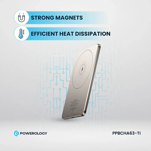 Powerology 5000  mAh 15W PD Type-C Magsafe Ultra  Slim Powerbank - Titanium - mobile shop in Hamra, Beirut, Lebanon. New and used phones, iPhone, Samsung, Huawei, Xiaomi, Oppo, Realme, Honor, Google Pixel, tablets, laptops, computers, and accessories. متجر موبايلات في الحمرا، بيروت، لبنان. هواتف جديدة ومستعملة، آيفون، سامسونج، هواوي، شاومي، أوبو، ريلمي، هونر، جوجل بيكسل، أجهزة لوحية، لابتوبات، كمبيوترات، واكسسوارات.