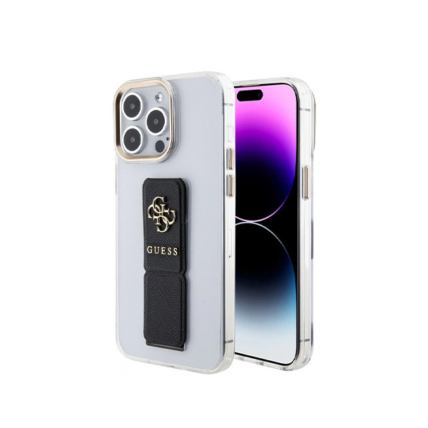 Guess Gripstand Clear Case  with Saffiano Grip Leather & 4G Logo for iPhone  15 Pro, mobiles, lebanon, samsung, iphones, new, used, laptops, computers, huawei, phone, mobile prices in lebanon,mobile prices