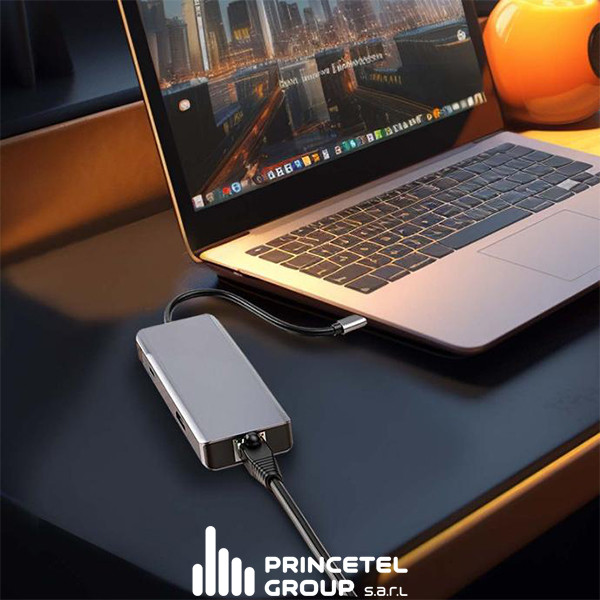 Porodo 9in1 USB-C Hub Type-C  PD 100W HDMI Ethernet USB SD Card 3.5mm Aux  - Grey - mobile shop in Hamra, Beirut, Lebanon. New and used phones, iPhone, Samsung, Huawei, Xiaomi, Oppo, Realme, Honor, Google Pixel, tablets, laptops, computers, and accessories. متجر موبايلات في الحمرا، بيروت، لبنان. هواتف جديدة ومستعملة، آيفون، سامسونج، هواوي، شاومي، أوبو، ريلمي، هونر، جوجل بيكسل، أجهزة لوحية، لابتوبات، كمبيوترات، واكسسوارات.