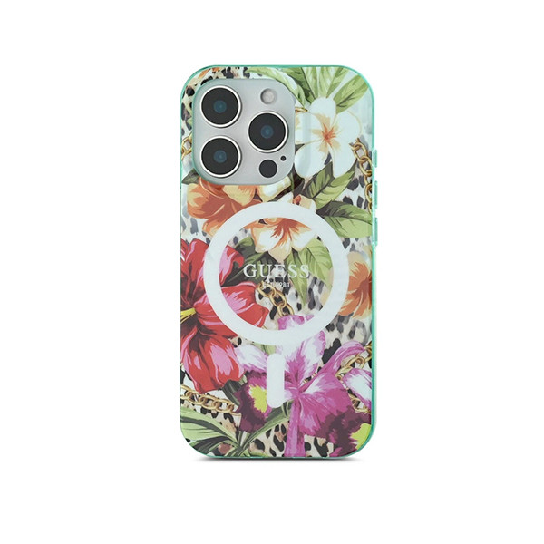 Guess MagSafe Hard Case Jungle Design 16 Pro Max Orange, mobiles, lebanon, samsung, iphones, new, used, laptops, computers, huawei, phone, mobile prices in lebanon,mobile prices