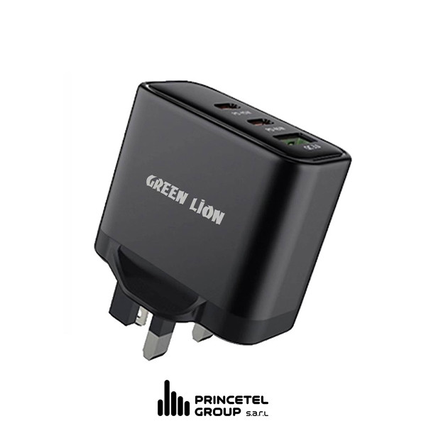 Green Ultra Quick 3 Output Compact Charger With Type-A To Type-C And Type-C To Lightning Cable -Black - mobile shop in Hamra, Beirut, Lebanon. New and used phones, iPhone, Samsung, Huawei, Xiaomi, Oppo, Realme, Honor, Google Pixel, tablets, laptops, computers, and accessories. متجر موبايلات في الحمرا، بيروت، لبنان. هواتف جديدة ومستعملة، آيفون، سامسونج، هواوي، شاومي، أوبو، ريلمي، هونر، جوجل بيكسل، أجهزة لوحية، لابتوبات، كمبيوترات، واكسسوارات.