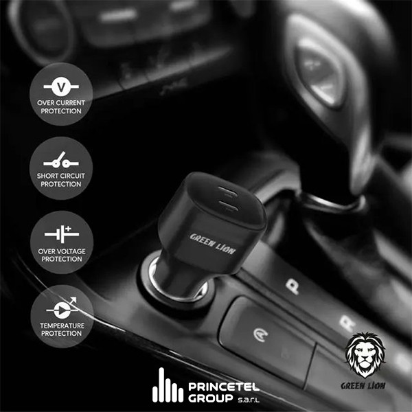 Green Lion Dual Port USB -C Car Charger 45w -Black - mobile shop in Hamra, Beirut, Lebanon. New and used phones, iPhone, Samsung, Huawei, Xiaomi, Oppo, Realme, Honor, Google Pixel, tablets, laptops, computers, and accessories. متجر موبايلات في الحمرا، بيروت، لبنان. هواتف جديدة ومستعملة، آيفون، سامسونج، هواوي، شاومي، أوبو، ريلمي، هونر، جوجل بيكسل، أجهزة لوحية، لابتوبات، كمبيوترات، واكسسوارات.