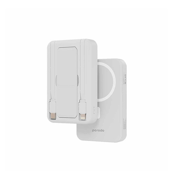Porodo 10000 mAh Magsafe  Powerbank Attach with Type C and Lightning  Cable - white, mobiles, lebanon, samsung, iphones, new, used, laptops, computers, huawei, phone, mobile prices in lebanon,mobile prices