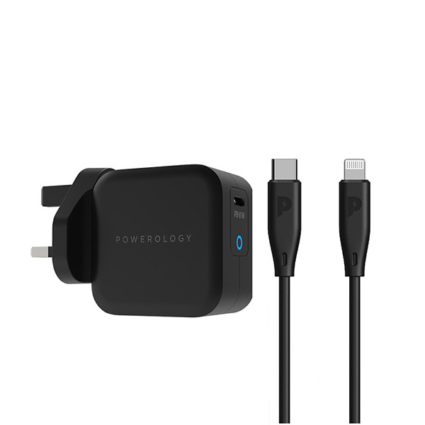 Powerology Ultra Quick Gan Charger With USB C To Lightning Cable, mobiles, lebanon, samsung, iphones, new, used, laptops, computers, huawei, phone, mobile prices in lebanon,mobile prices