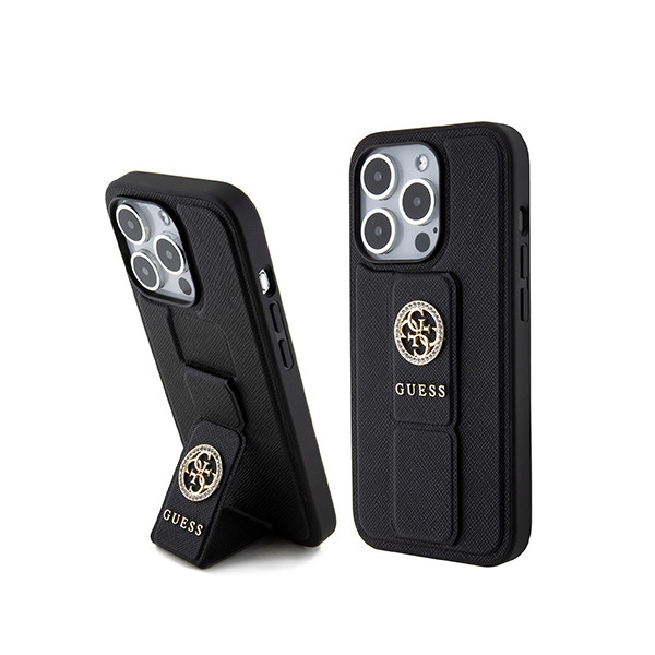 Guess Gripstand Saffiano  Case with 4G Strass Metal Logo for iPhone 15 Pro  Max, mobiles, lebanon, samsung, iphones, new, used, laptops, computers, huawei, phone, mobile prices in lebanon,mobile prices