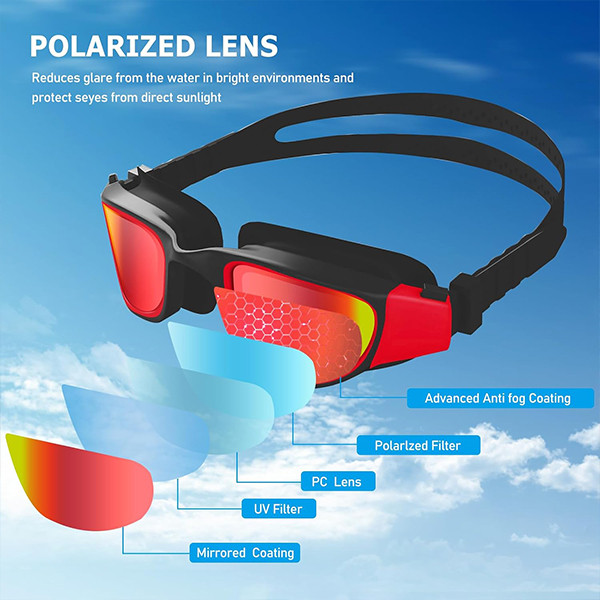 Swimming Goggles for Men/Women, Adult Swimming Goggles UV Protection, Anti-Fog, Adjustable Strap, Comfort Polarised Swimming Goggles (Red) - mobile shop in Hamra, Beirut, Lebanon. New and used phones, iPhone, Samsung, Huawei, Xiaomi, Oppo, Realme, Honor, Google Pixel, tablets, laptops, computers, and accessories. متجر موبايلات في الحمرا، بيروت، لبنان. هواتف جديدة ومستعملة، آيفون، سامسونج، هواوي، شاومي، أوبو، ريلمي، هونر، جوجل بيكسل، أجهزة لوحية، لابتوبات، كمبيوترات، واكسسوارات.