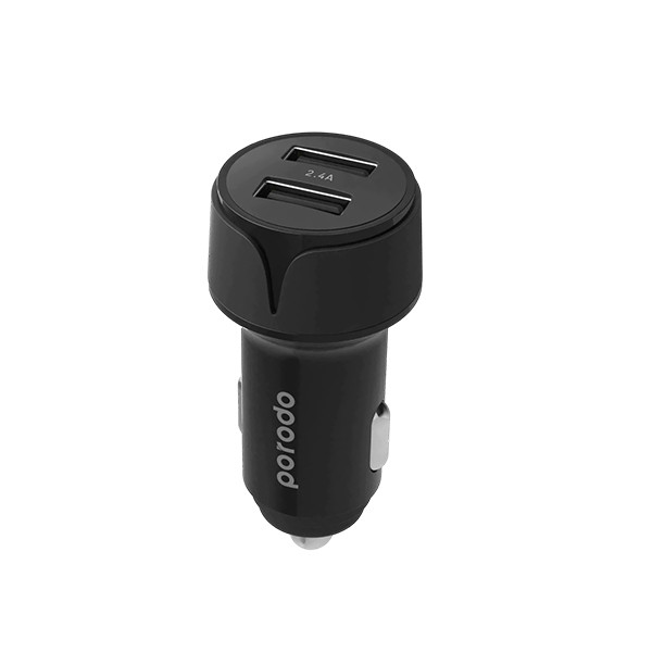 Porodo Blue Dual USB Car Charger 2.4A 12W - Black, mobiles, lebanon, samsung, iphones, new, used, laptops, computers, huawei, phone, mobile prices in lebanon,mobile prices