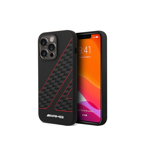 AMG Magsafe Compatibility Double Layer Checkered Flag Pattern Transparent Hard Case iPhone 14 Pro Compatibility - Black/Red, mobiles, lebanon, samsung, iphones, new, used, laptops, computers, huawei, phone, mobile prices in lebanon,mobile prices