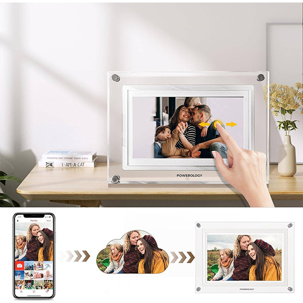 Powerology WiFi  Digital Photo Frame  Resolution:1024*600/1280*800 -  White - mobile shop in Hamra, Beirut, Lebanon. New and used phones, iPhone, Samsung, Huawei, Xiaomi, Oppo, Realme, Honor, Google Pixel, tablets, laptops, computers, and accessories. متجر موبايلات في الحمرا، بيروت، لبنان. هواتف جديدة ومستعملة، آيفون، سامسونج، هواوي، شاومي، أوبو، ريلمي، هونر، جوجل بيكسل، أجهزة لوحية، لابتوبات، كمبيوترات، واكسسوارات.