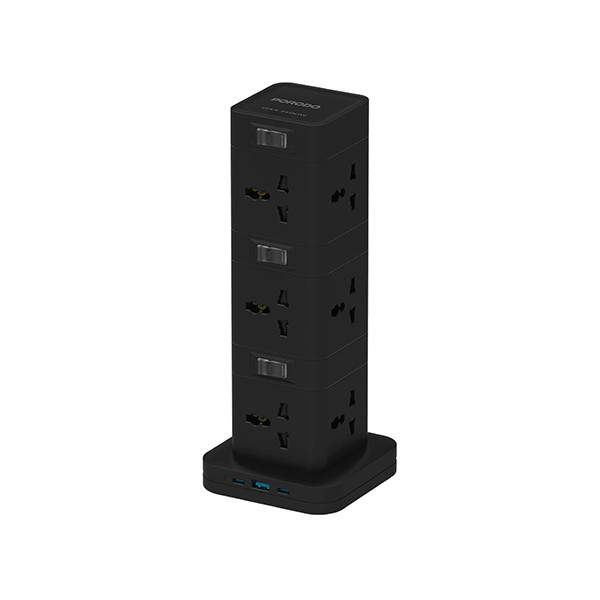 Porodo PD20W QC 3.0 1A + 2 Type C Socket Tower 3M - Black, mobiles, lebanon, samsung, iphones, new, used, laptops, computers, huawei, phone, mobile prices in lebanon,mobile prices