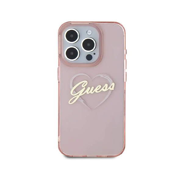 Guess IML Hard Case With Heart Logo For iPhone 16 Pro Max - Pink, mobiles, lebanon, samsung, iphones, new, used, laptops, computers, huawei, phone, mobile prices in lebanon,mobile prices
