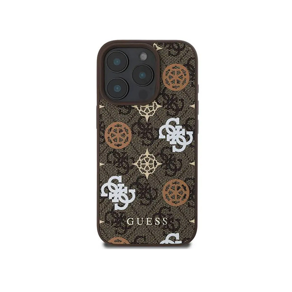 Guess PU 4G Design Hard Case With Peony For iPhone 16 Pro Max - Brown, mobiles, lebanon, samsung, iphones, new, used, laptops, computers, huawei, phone, mobile prices in lebanon,mobile prices