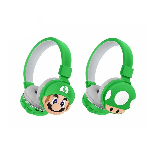 Cartoon Headset Super Mario Kid Wireless Headphones AH-806Q-Green - mobile shop in Hamra, Beirut, Lebanon. New and used phones, iPhone, Samsung, Huawei, Xiaomi, Oppo, Realme, Honor, Google Pixel, tablets, laptops, computers, and accessories. متجر موبايلات في الحمرا، بيروت، لبنان. هواتف جديدة ومستعملة، آيفون، سامسونج، هواوي، شاومي، أوبو، ريلمي، هونر، جوجل بيكسل، أجهزة لوحية، لابتوبات، كمبيوترات، واكسسوارات.