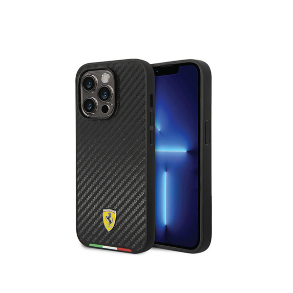 CG Ferrari Magsafe Compatibility Hard PU Smooth Case with Italian Flag Line & Metal Logo iPhone 14 Pro Compatibility - Black, mobiles, lebanon, samsung, iphones, new, used, laptops, computers, huawei, phone, mobile prices in lebanon,mobile prices