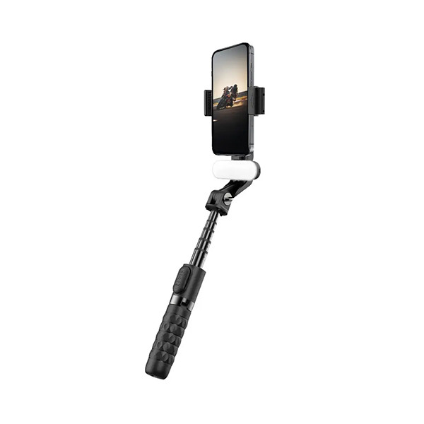 Porodo QuadBase Gimbal Stabilizer Selfie Stick Tripod with Fill Light & Detachable Remote - Black, mobiles, lebanon, samsung, iphones, new, used, laptops, computers, huawei, phone, mobile prices in lebanon,mobile prices