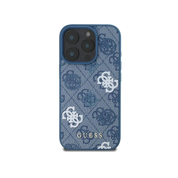 Guess PU 4G Design Hard Case With Peony For iPhone 16 Pro Max - Blue, mobiles, lebanon, samsung, iphones, new, used, laptops, computers, huawei, phone, mobile prices in lebanon,mobile prices