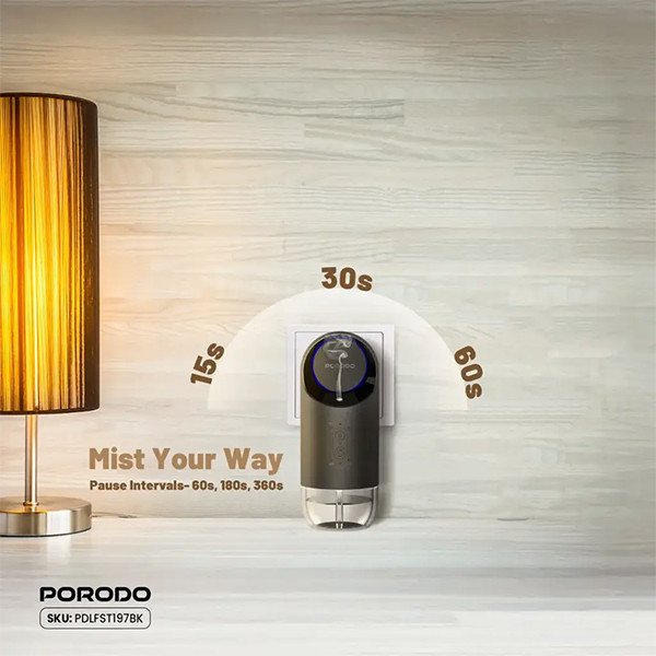 Porodo Wall Plug- In Amora Diffuser Without Remote - Black - mobile shop in Hamra, Beirut, Lebanon. New and used phones, iPhone, Samsung, Huawei, Xiaomi, Oppo, Realme, Honor, Google Pixel, tablets, laptops, computers, and accessories. متجر موبايلات في الحمرا، بيروت، لبنان. هواتف جديدة ومستعملة، آيفون، سامسونج، هواوي، شاومي، أوبو، ريلمي، هونر، جوجل بيكسل، أجهزة لوحية، لابتوبات، كمبيوترات، واكسسوارات.