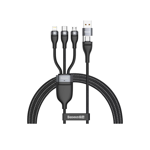 Baseus flash series Ⅱ two-for-three charging cable U+C TO M+L+C 100W 1.2M, mobiles, lebanon, samsung, iphones, new, used, laptops, computers, huawei, phone, mobile prices in lebanon,mobile prices