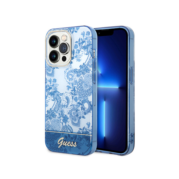 Guess iPhone 14 Pro Max Hardcase Backcover - Porcelain Collection - Blue, mobiles, lebanon, samsung, iphones, new, used, laptops, computers, huawei, phone, mobile prices in lebanon,mobile prices